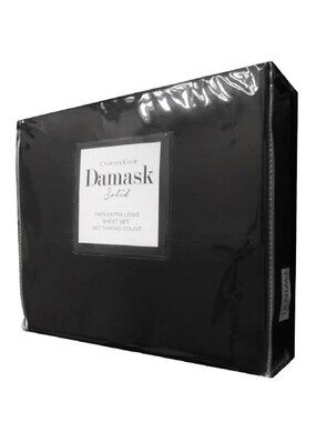 new BLACK Charter Club 550 TC Cotton TWIN XL Sheet Set fits 17" Deep for DORM